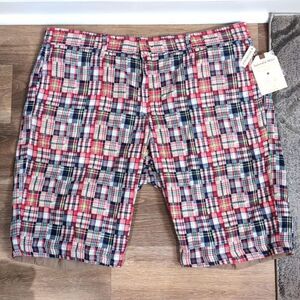 Splendid Mills Reversible Madras And Tan Shorts Sz 38 NWT